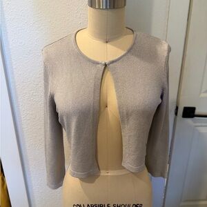 Ann Taylor Light Gray Cropped Cardigan